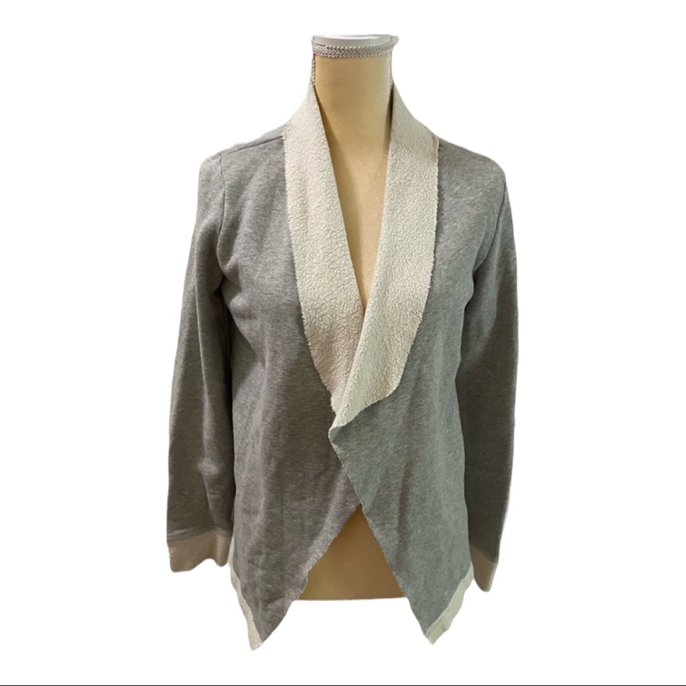 Hannah Cotton Fleece Gray Open Front Cardigan‎